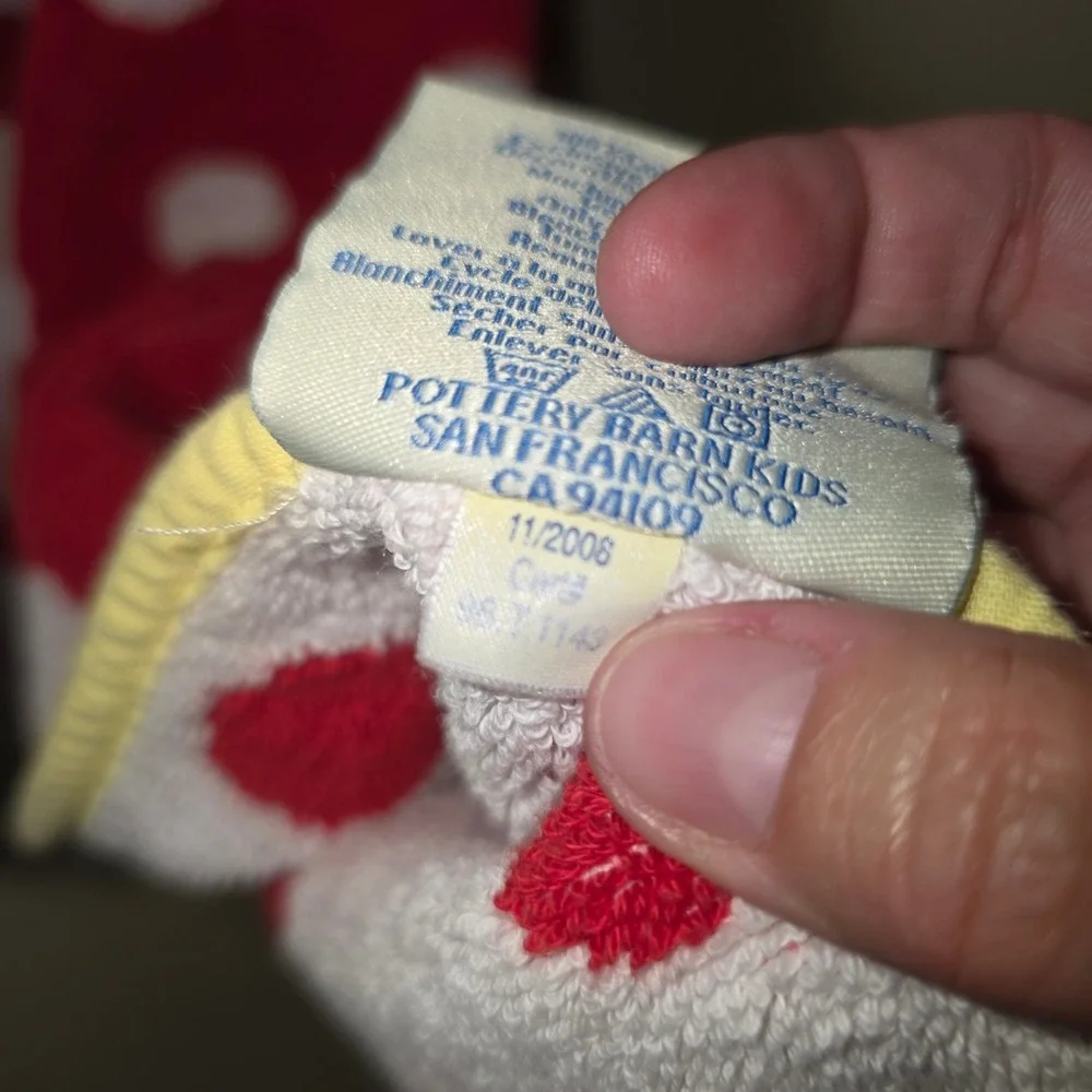 Pottery Barn Kids Red Polka Dot Mermaid Hooded Bath Towel‎ Wrap Cotton 2006